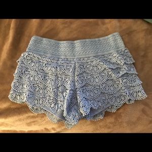 Light Blue Stretchy Lace Shorts